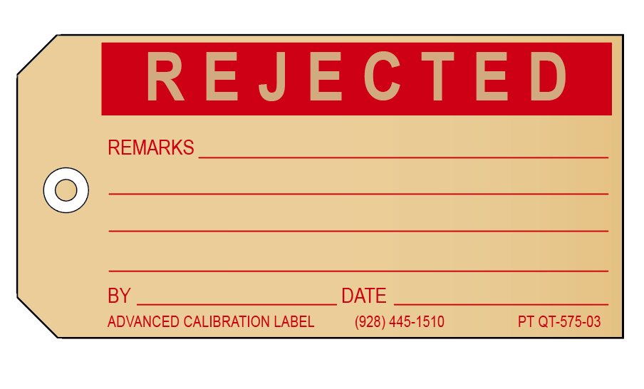 Rejected Inspection Tags (100)