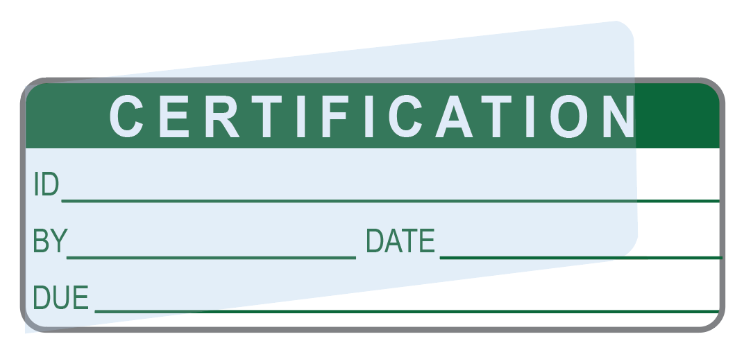 CERTIFICATION Labels (120) w/ Covers – Advanced Calibration Label