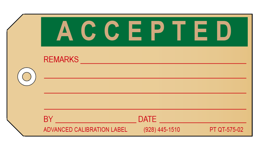 Edvanice Tag Accepted Inspection Tags (100) – Advanced Calibration Label